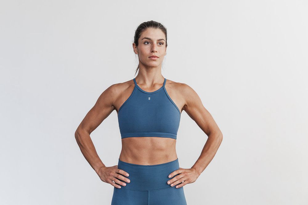 NOBULL Women's Halter Sports Bras - Coastal Blue Matte - Ireland (5764YSQPL)